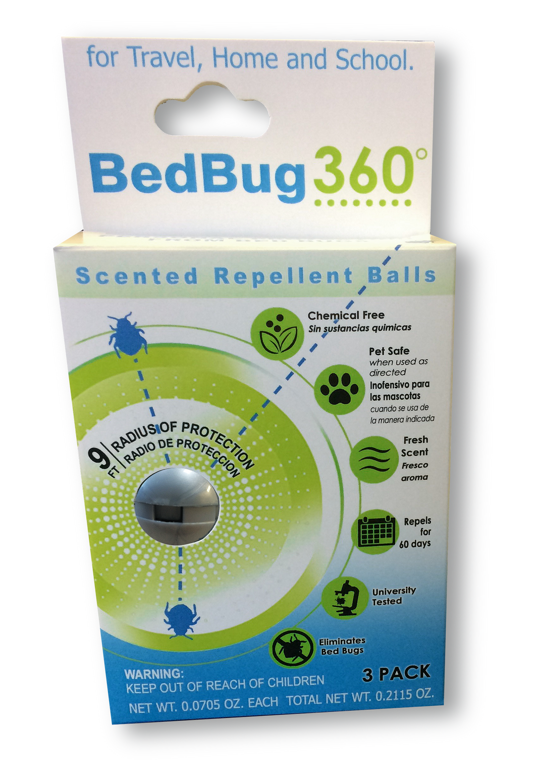BedBug 360 Repellent Balls-3 Pack-Free Shipping